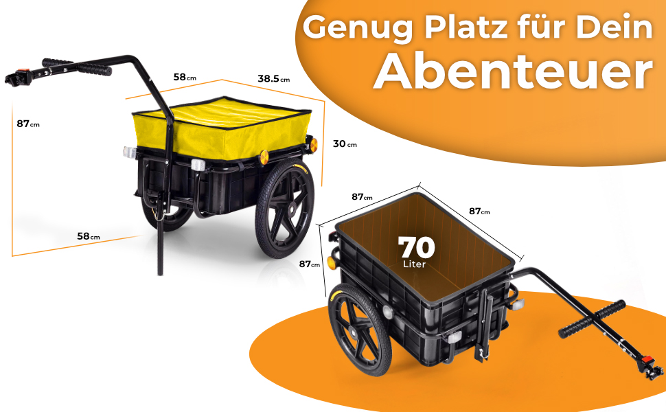 Причіп для велосипеда SAMAX 90 літрів, 80 кг, з комплектом - причіп для перевезення вантажів, чорний, для гірського велосипеда