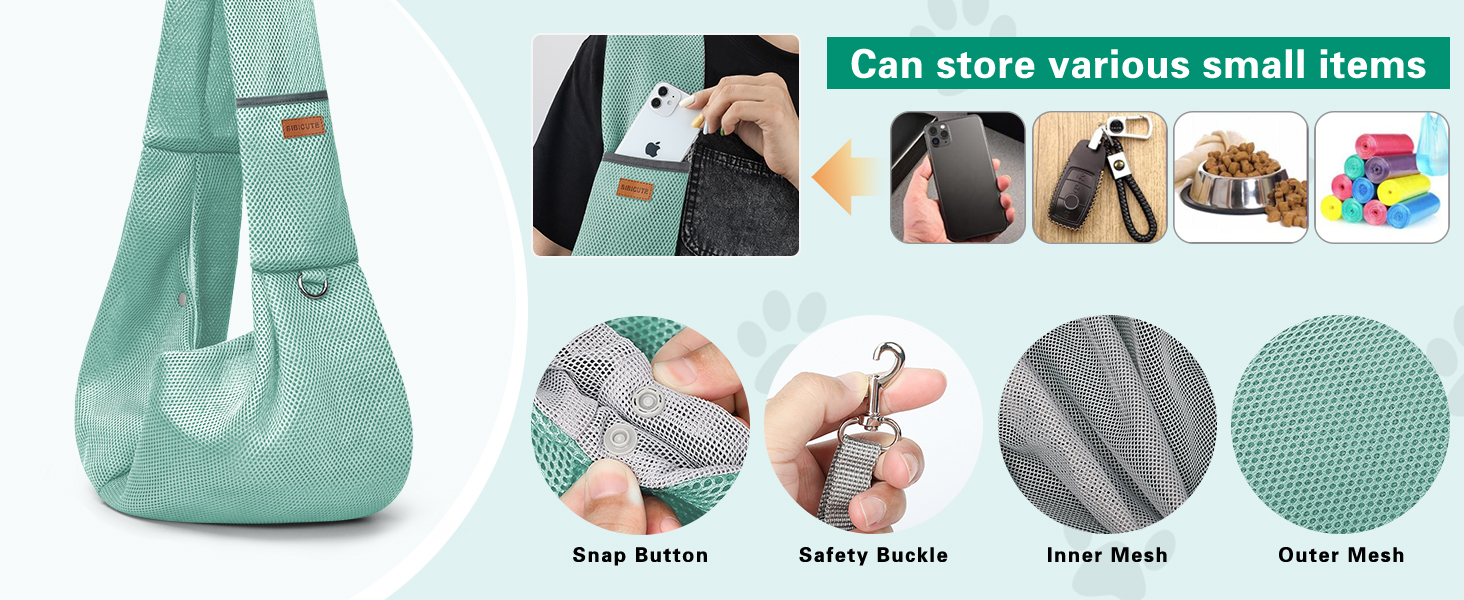 Переноска для собак Classycoo - дихаюча сітка, сумка для домашніх тварин, переноска для котів, з безпечною шнуркою, для тварин до 8 кг (М'ятно-зелений)