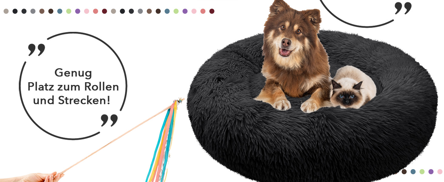 Ортопедичне ліжко для собак середніх порід, 80 см, кільцевий килимок, пам'ять, кругла форма, корзина для собак, м'яке, пухнасте, штучне хутро, чорний колір