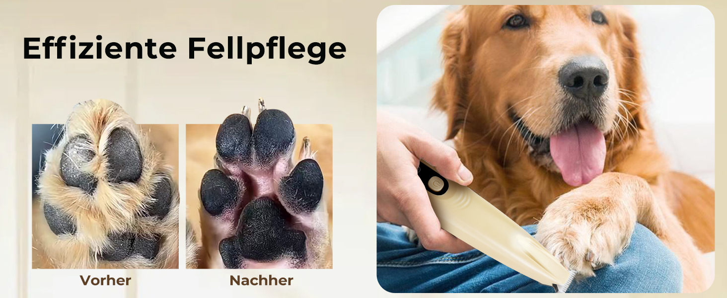 Триммер для догляду за лапами собак - 18 мм насадка, LED-дисплей, тиха робота 35 дБ, водонепроникний, USB-C, бездротовий - для лап, вух, обличчя та ділянок тіла