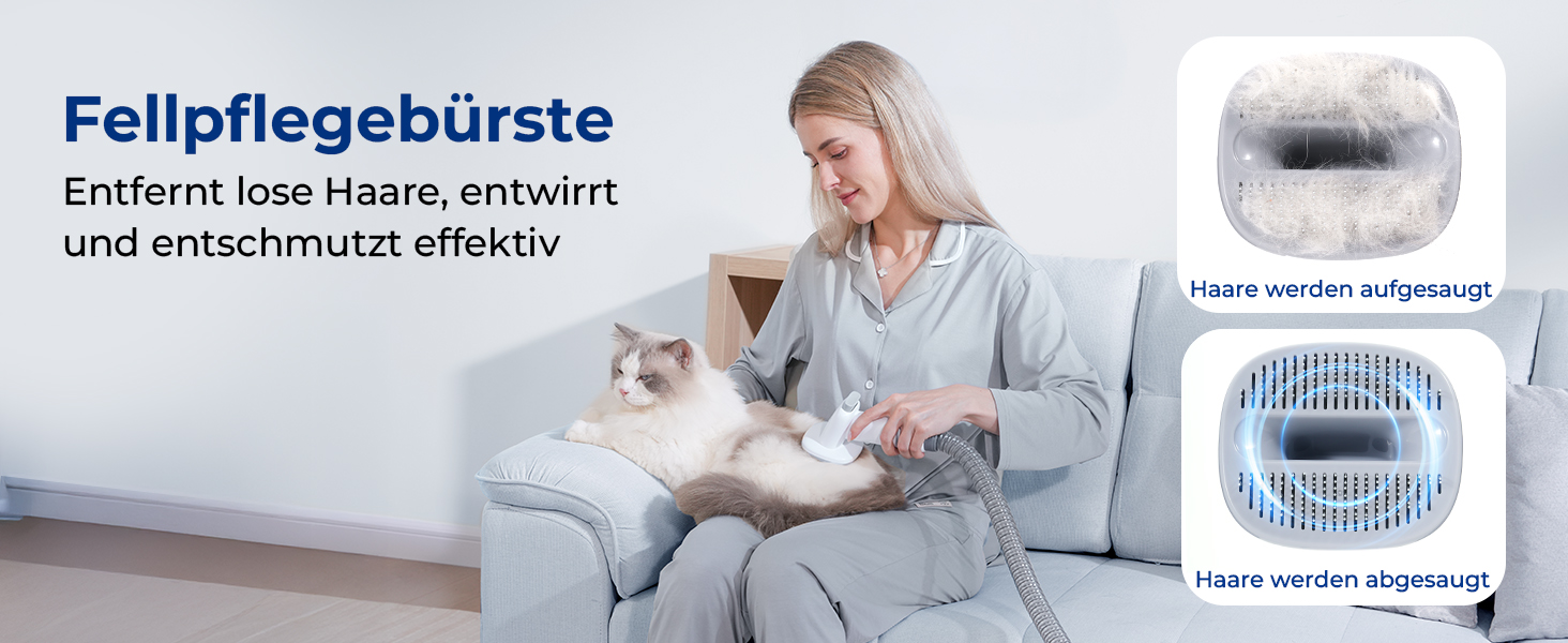 Пилсос для собак та котів Pecute 12000Pa з набором для грумінгу, 1.5л, машинка для стрижки