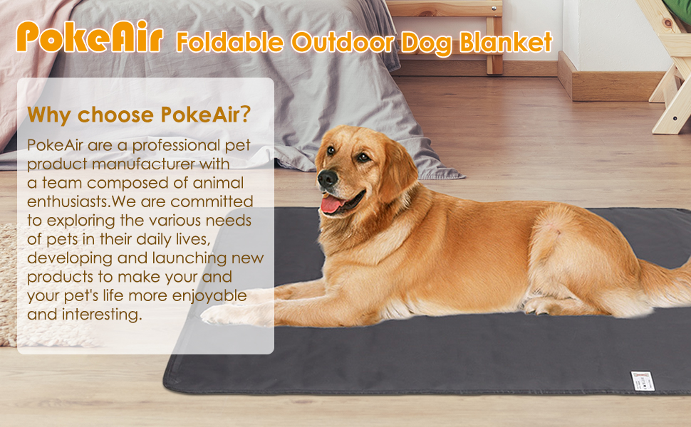 Килимок для собак Outdoor, 100x70 см, водовідштовхувальний. Зручний для подорожей, кемпінгу, з сумкою та щіткою для видалення шерсті. Підходить для собак та котів. Теплий, великий, з оксфордської тканини, чорного кольору.