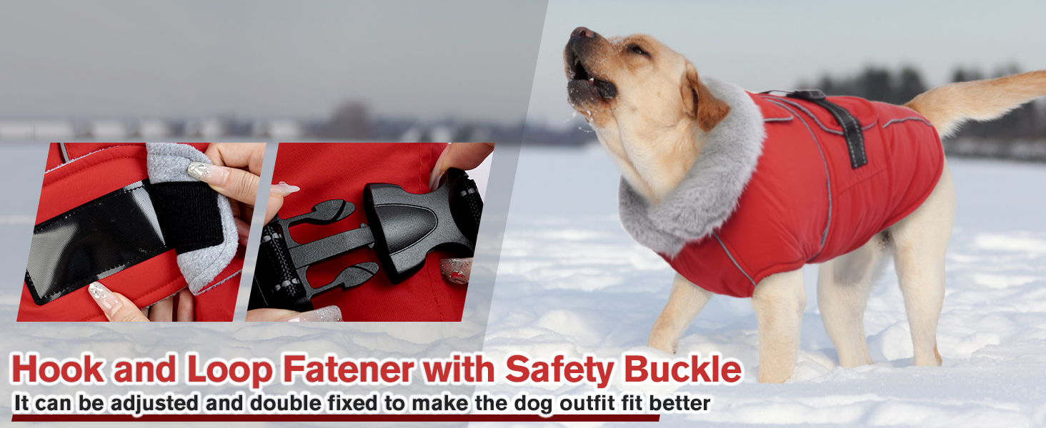 Тепла куртка для собак Lelepet: флісова підкладка, захист від вітру та води, для великих собак (L, Червоний)