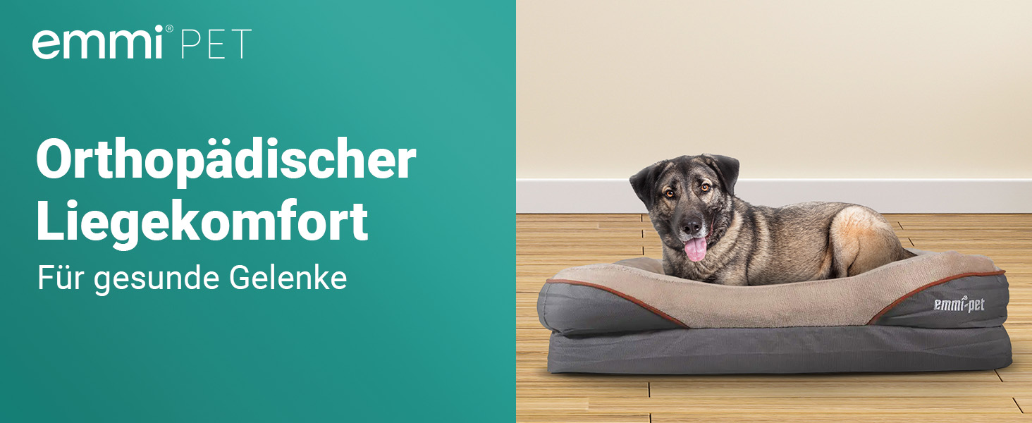 Ортопедичне ліжко для собак Emmi-pet, велике, 120x85x25 см, м'яке та зручне, нековзне, дихаюче, пране, адаптується до форми тіла