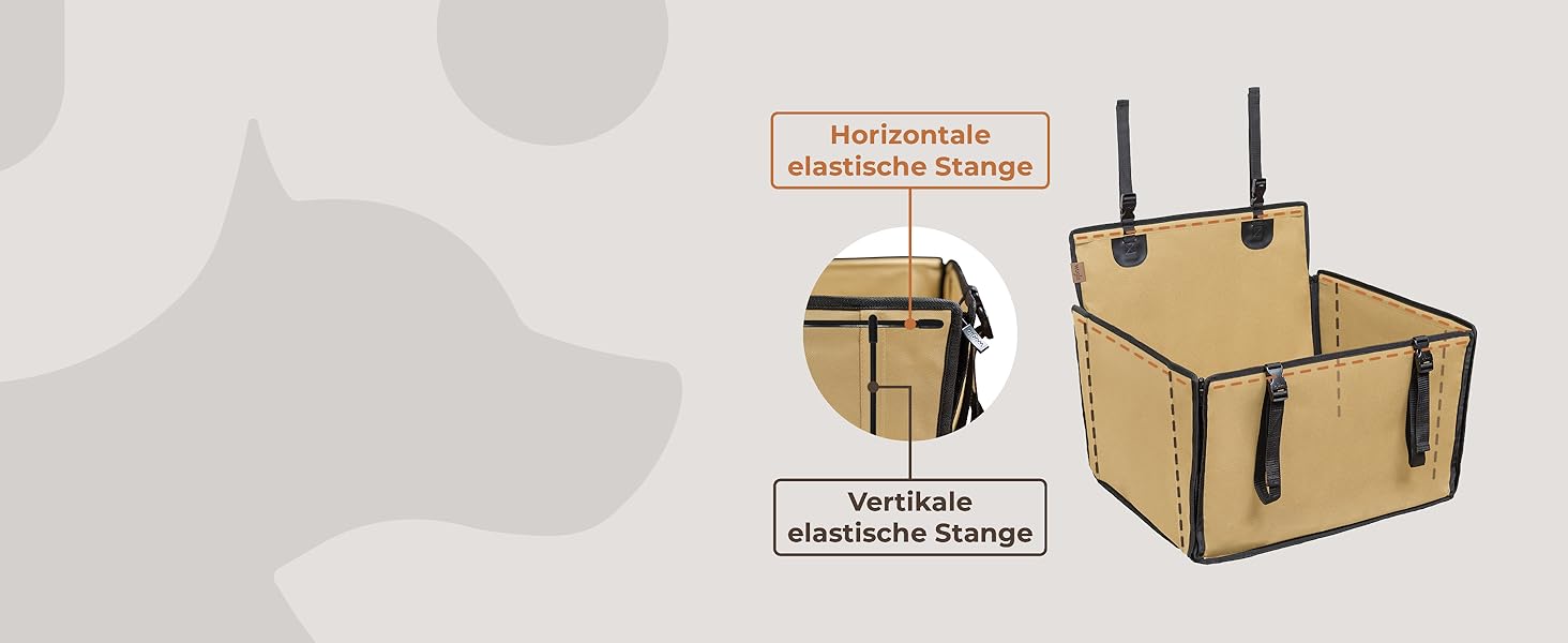 Автокрісло для собак Wuglo Extra Stabiler – надійне, водонепроникне автокрісло для собак середніх розмірів до 18 кг, бежеве