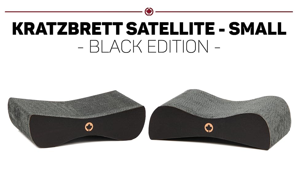 Котячий будиночок Kratzbrett Satellite SMALL Black Edition: когтеточка з картонної поверхні та котячої м'яти, 37x10x23 см