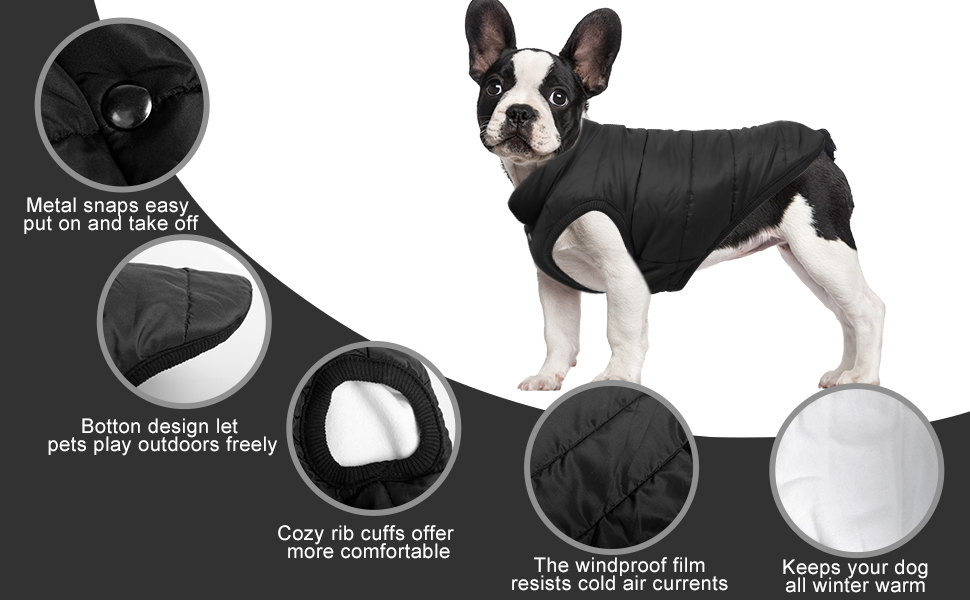Зимовий одяг для собак Meioro: тепла куртка, жилетка, флісовий пуловер для малих та середніх собак (чорний, XL)