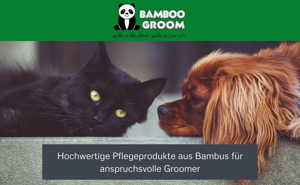 Набір гребінців Bamboo Groom S/M: подвійний гребінець для короткого та середнього хутра котів та собак. М'яка щітка з закругленими шпильками та щетиною дикого кабана для догляду за шерстю.