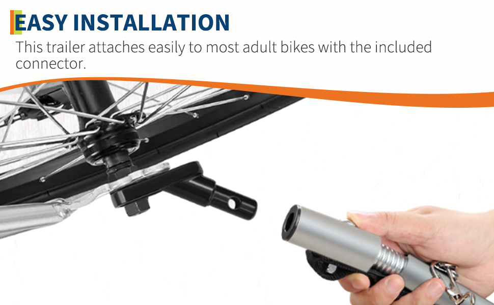 Дитячий велосипед-причеп для собак до 40 кг – з безпечною лідкою, прапорцем, 20-дюймовими шинами, амортизацією, водонепроникним покриттям з ПВХ, сталевим каркасом, вентиляційними вікнами – помаранчевий