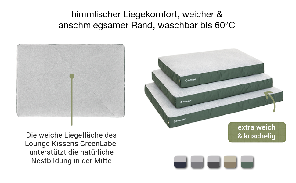 М'яке ліжко для собак середніх порід GreenLabel (88x60 см, зелене) - зручне, миється, з м'якого флусу