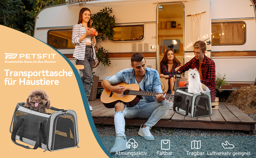 Транспортна сумка для собак та котів Petsfit, складана, сіра (S)