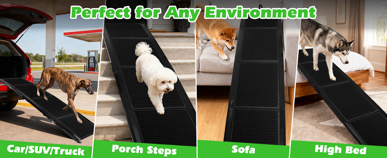 Nobleza Рампа для собак, розкладна, 170 см, антиковзаюча поверхня, для SUV, позашляховиків, вантажівок та сходів, стабільна, для великих та середніх собак до 110 кг