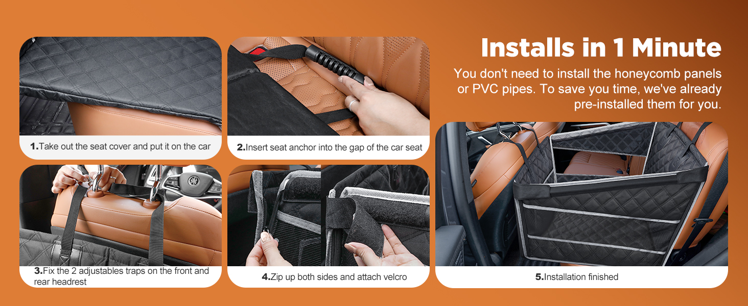 Автокрісло для собак Gimars – стабільне, водонепроникне, для великих та середніх порід, з безпечними ременями та сітчастими віконцями