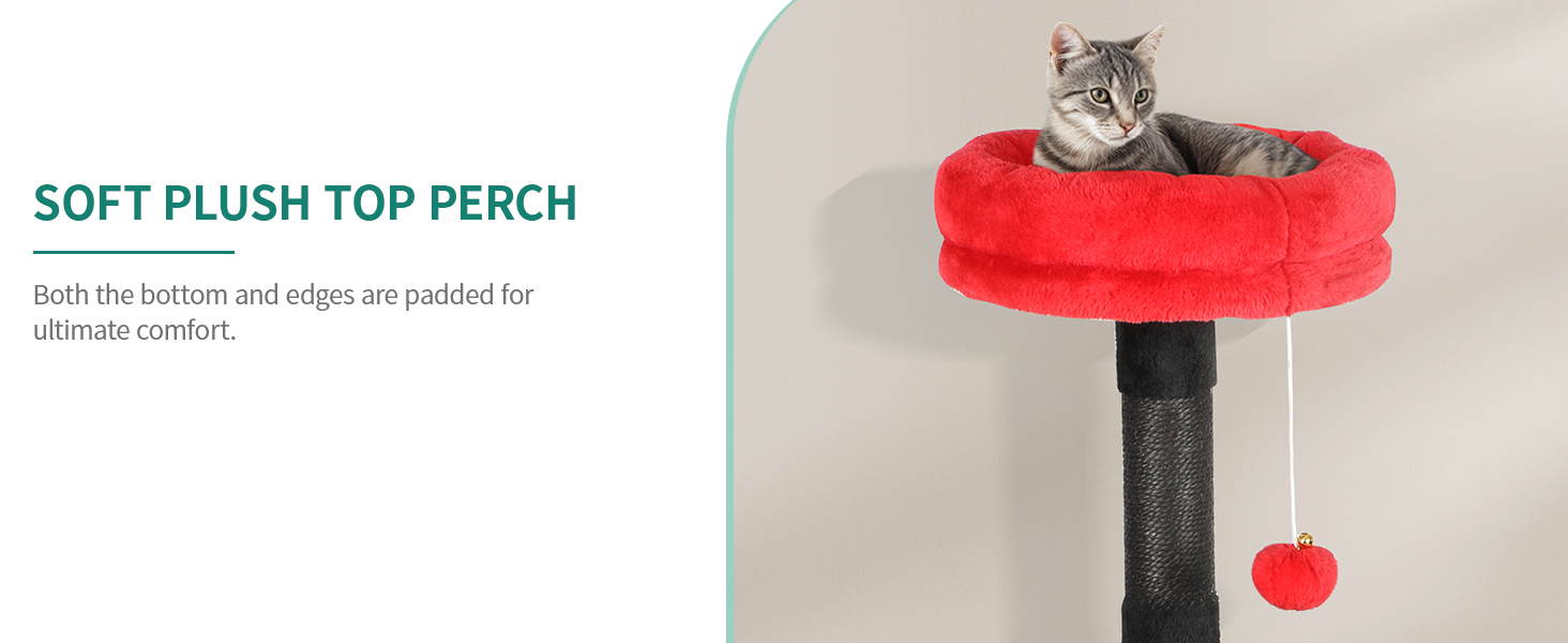 Котячий комплекс YITAHOME XXL, 142 см, з 8 стовпчиків сизалю, 3 платформи, 2 печери, гамак, іграшки, чорно-червоний