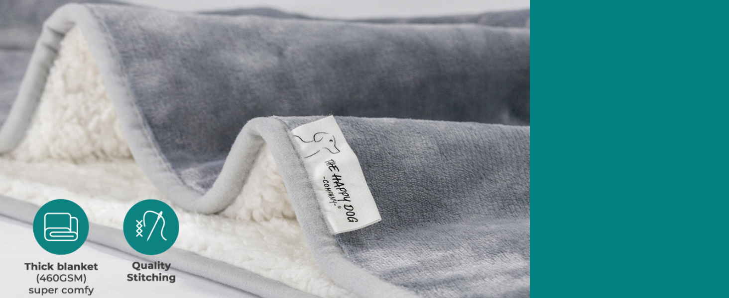 Водонепроникний коврик для собак великих порід - м'який фліс, зручний для дивана, авто, ліжка та захисту меблів, двосторонній, 100 x 120 см, сірий/сірий, фланель/шерпа