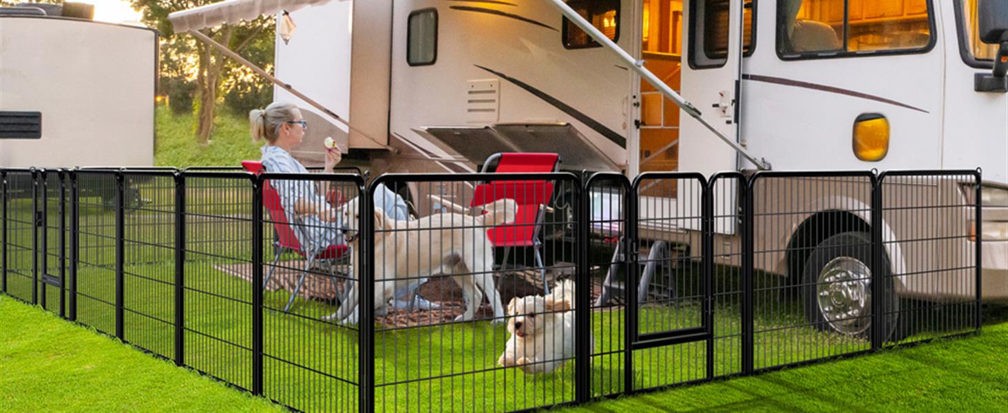 Клітка для цуценят Yaheetech 16-частинна з фіксацією, переносна для собак, ідеальна для дому та саду, легка збірка (80см, 24шт)