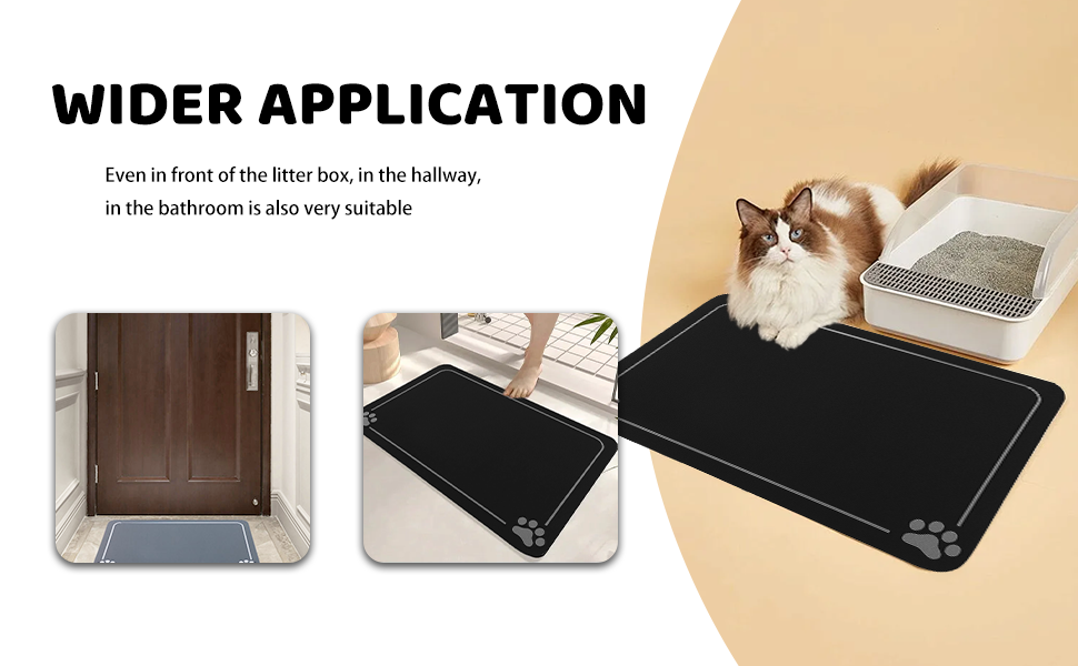 Німецька килимок під миску для собак та котів, чорний, 40x60 см, неслизький, швидковисихаючий, легко миється