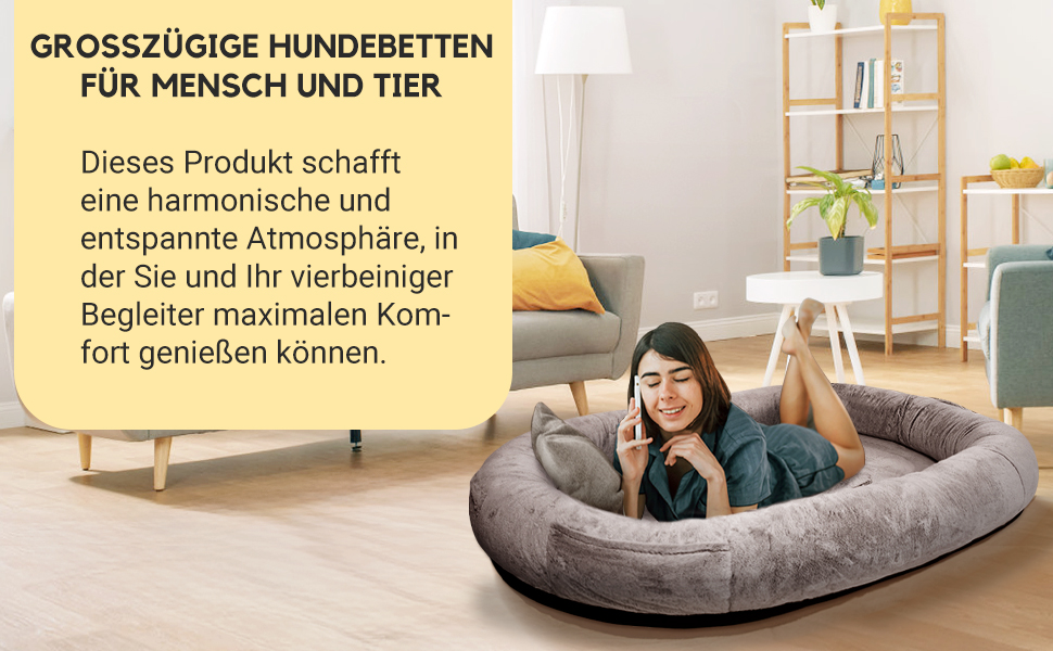 Крісло-ліжко для собак великих порід та людей, 180x114x35,6 см, з штучним хутром, ковдрою та подушкою, FURRYFECTION