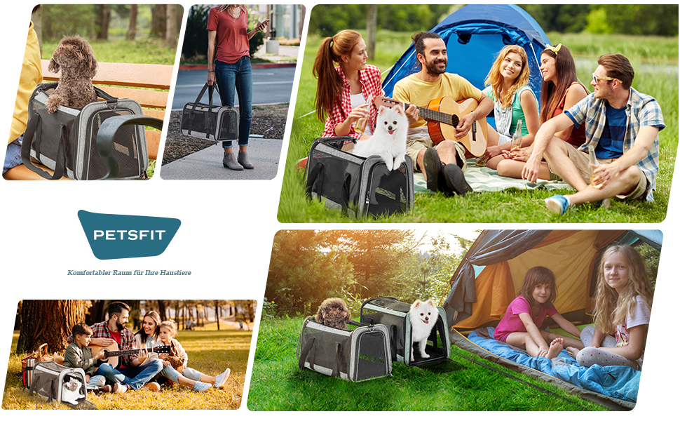 Транспортна сумка для собак та котів Petsfit, складана, сіра (S)