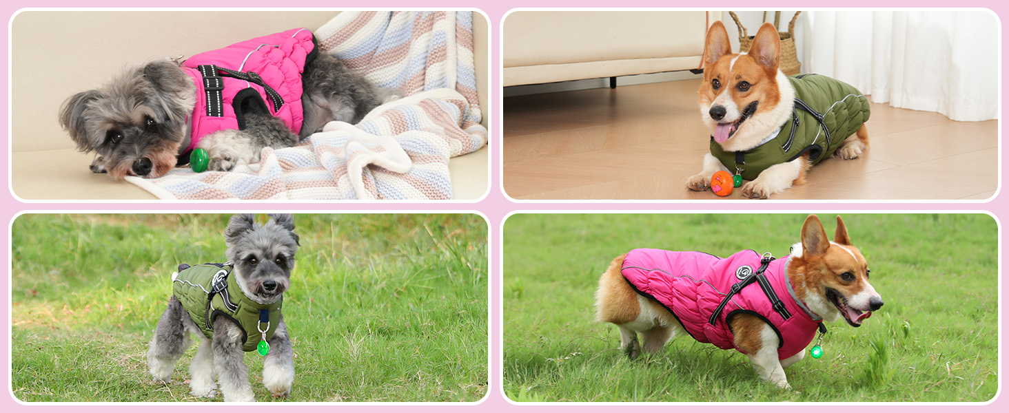 Водонепроникний зимовий одяг для собак HezzLuv, тепла куртка для собак з отвором для повідка, рожевий, 4XL