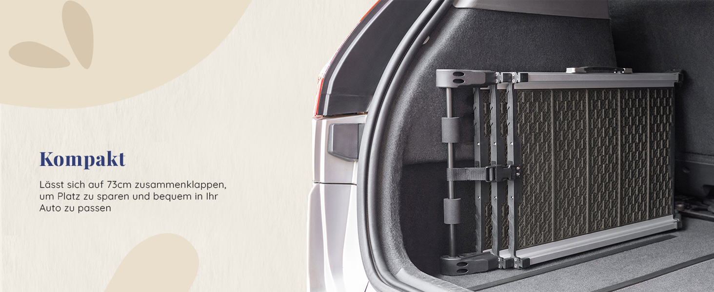 Рампа для собак у машину, складна, стабільна, до 90 кг, телескопічна, алюмінієва, для великих собак, з відбивачами, сірого кольору Shadow Gray