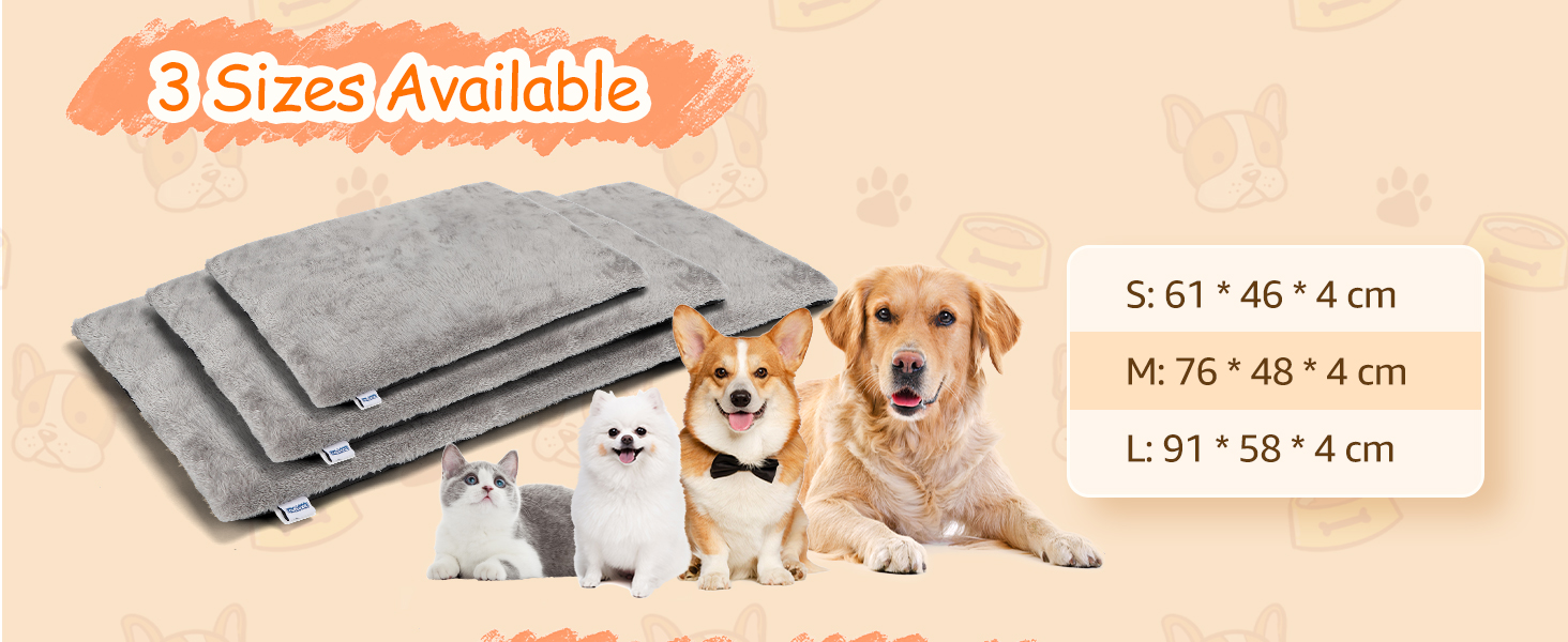 Nobleza Самогріюча килимок для собак та котів, тепла підстилка для домашніх тварин на зиму, м'яке ліжко для собак з Memory Foam, знімний, м'який плюшевий чохол, сірий, 91x58x4 см