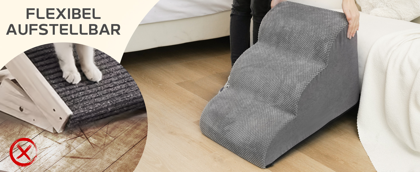 Сходинки для собак Mora Pets: 2 шт., 30 см, сірий, для маленьких собак та котів, з антиковзким покриттям