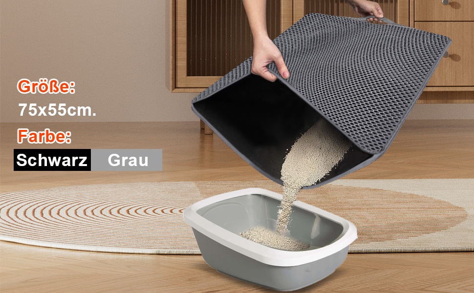 Килимок під лоток для котів AidSci | 70x55 см, водовідштовхувальний, з комірками, сірий