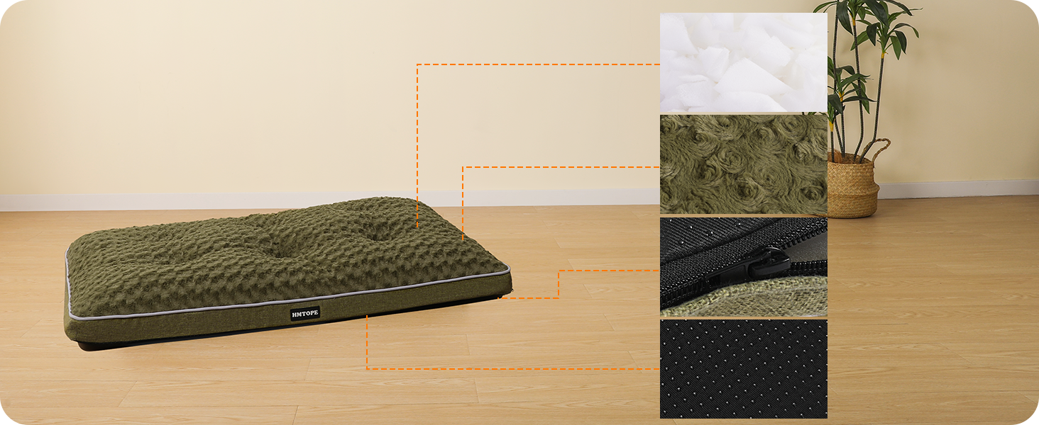 Ортопедичне ліжко для собак, матрац для собак з двоярусним дизайном, миється, знімний кошик для собак, 90 см для собак маленьких та середніх порід (89 x 59 x 10 см, оливковий)