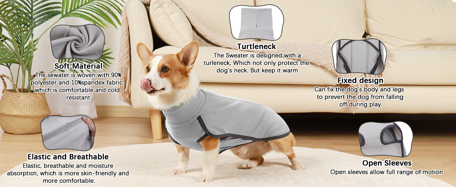 Пуловер для собак, теплий та м'який, зимовий пуловер для собак, котів, пуловер для маленьких, середніх та великих собак – (L, Сірий)