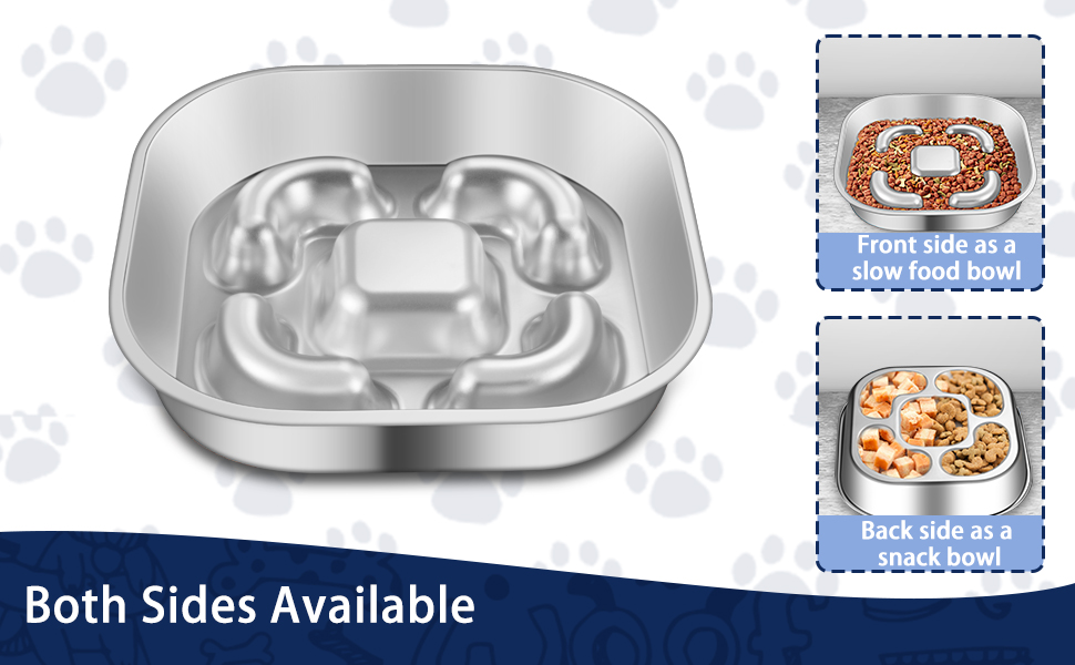 Антишвидковідхарчувальний напувалка для собак, нержавіюча сталь, Slow Feeder, з антиковзним силіконовим килимком, миска для корму для собак великих та малих порід, котів