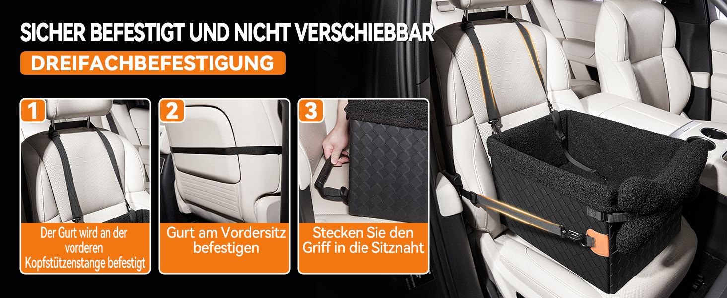 Автомобільний лежак для собак (чорний, великий) з кишенями та поворотком, підходить для собак малого та середнього розміру