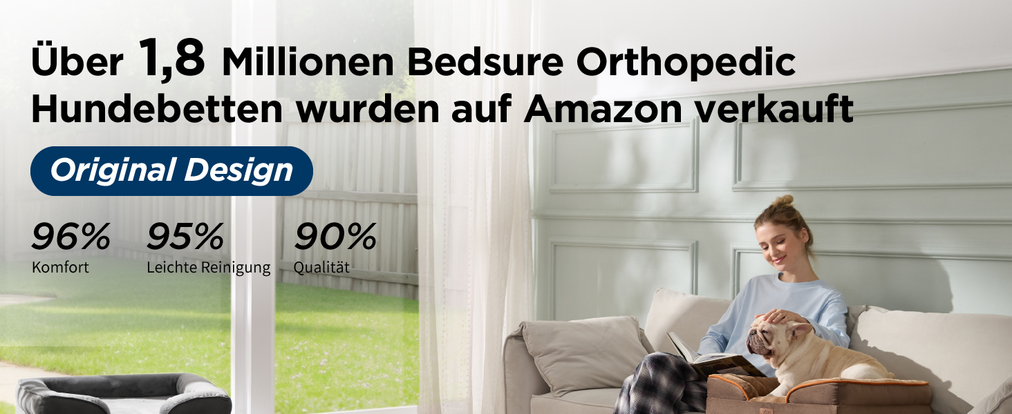 Ортопедичне ліжко для собак BEDSURE - 106x80 см. Зручне ліжко-софа для великих собак з м'яким пінопластом, миється, не слизьке, колір: зелений, розмір: 106 x 80 x 17 см