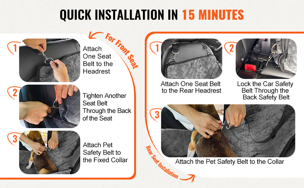 Автокрісло для собак VEVOR - підйомник для собак у машину з кишеню, страхувальний поводок, наповнювач з губки та PP-бавовни, автоліжко для собак малого та середнього розміру до 18 кг