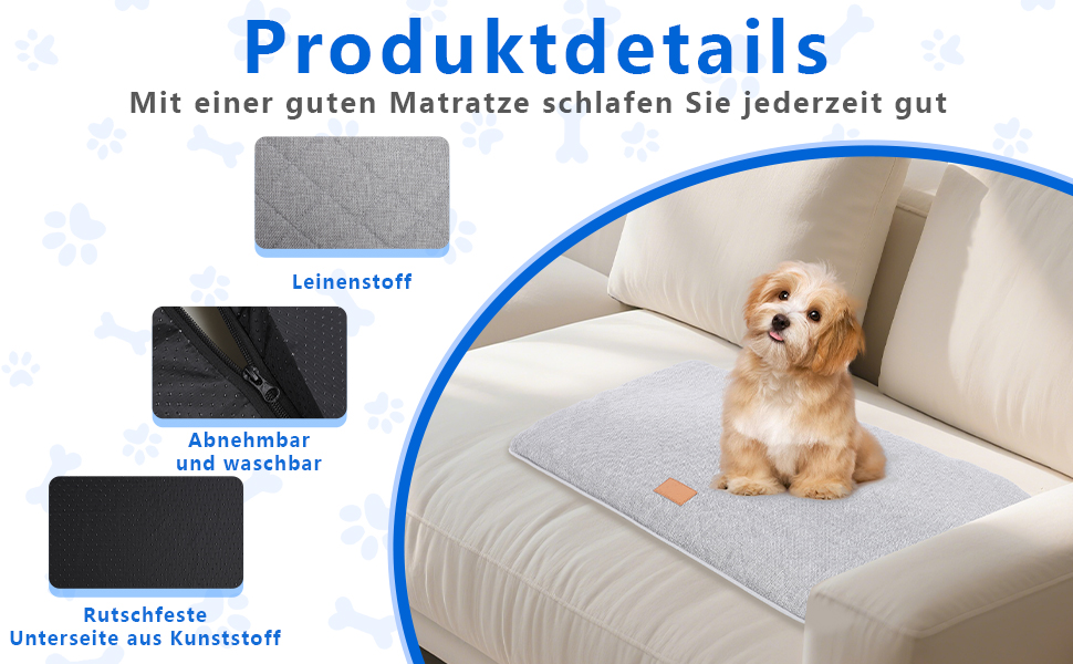 Килимок для собак, неслизький, миючий, для активного відпочинку, знімний чохол, для маленьких, середніх та великих собак, теплий взимку та прохолодний влітку, сірий, XXL (105 x 68 x 4,5 см)