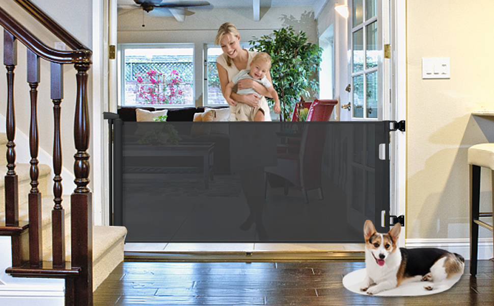 Захист для сходів Hawthyhome: розтяжний захист для дітей та домашніх тварин, 0-140 см, чорний