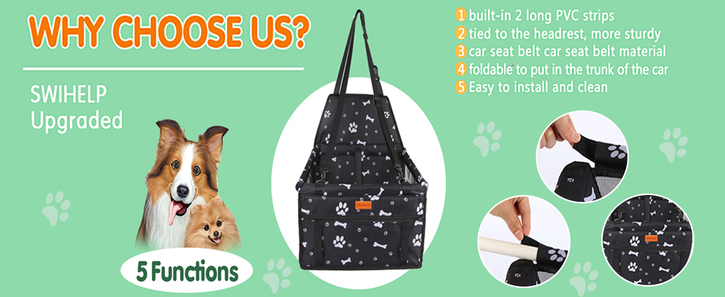 Автокрісло для собак - переноска для маленьких собак, водонепроникна, для заднього та переднього сидіння