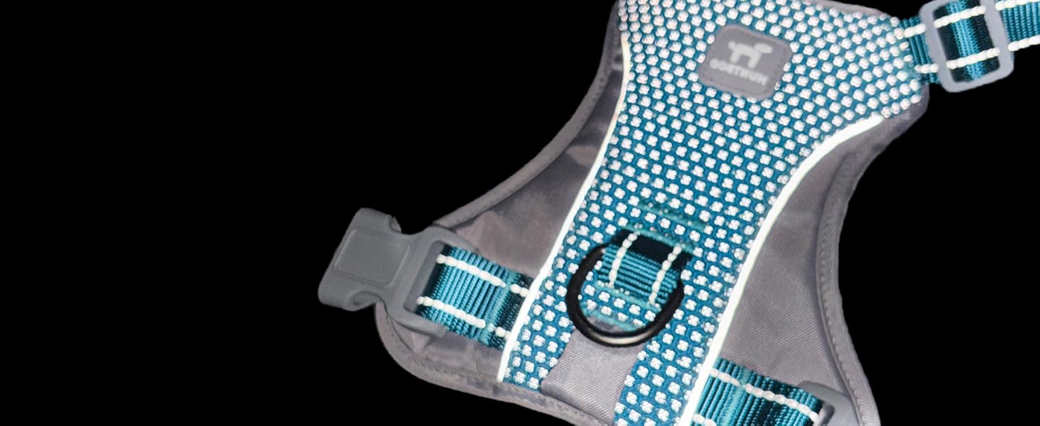 Шлейка для собак Huntboo Anti-Zug, для малих, середніх та великих собак, не тягне, світловідбиваюча, з 2 карабінами, регульована, для тренувань та бігу (M, синій)