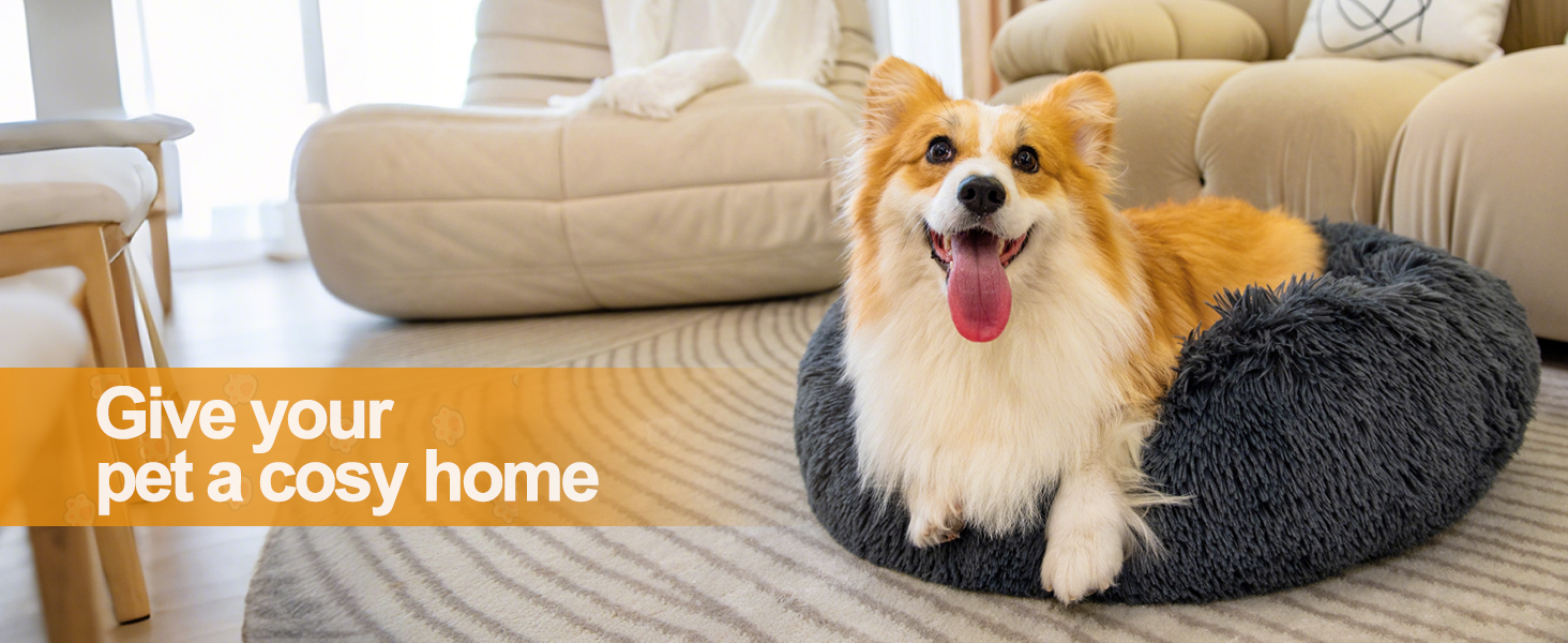 М'яке ліжко для собак та котів, зручне та тепле, з антистресовим ефектом, для маленьких та середніх порід (60 см, темно-сірий)