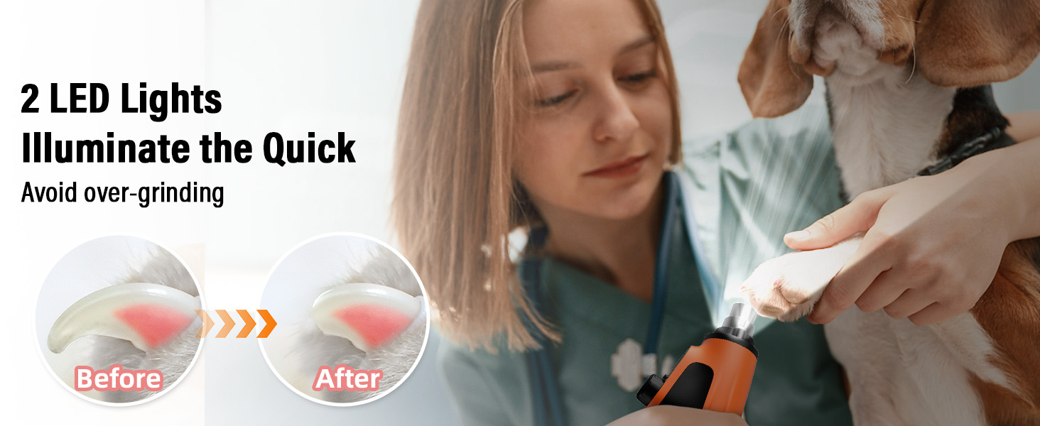 Шліфувальник кігтів для собак Casfuy Smarter Krallenschleifer 6-ступінчатий з LED-підсвіткою, тихий, перезаряджається, для собак та котів великих, середніх та малих порід, оранжевий/західний колір (Sunset Chevron)