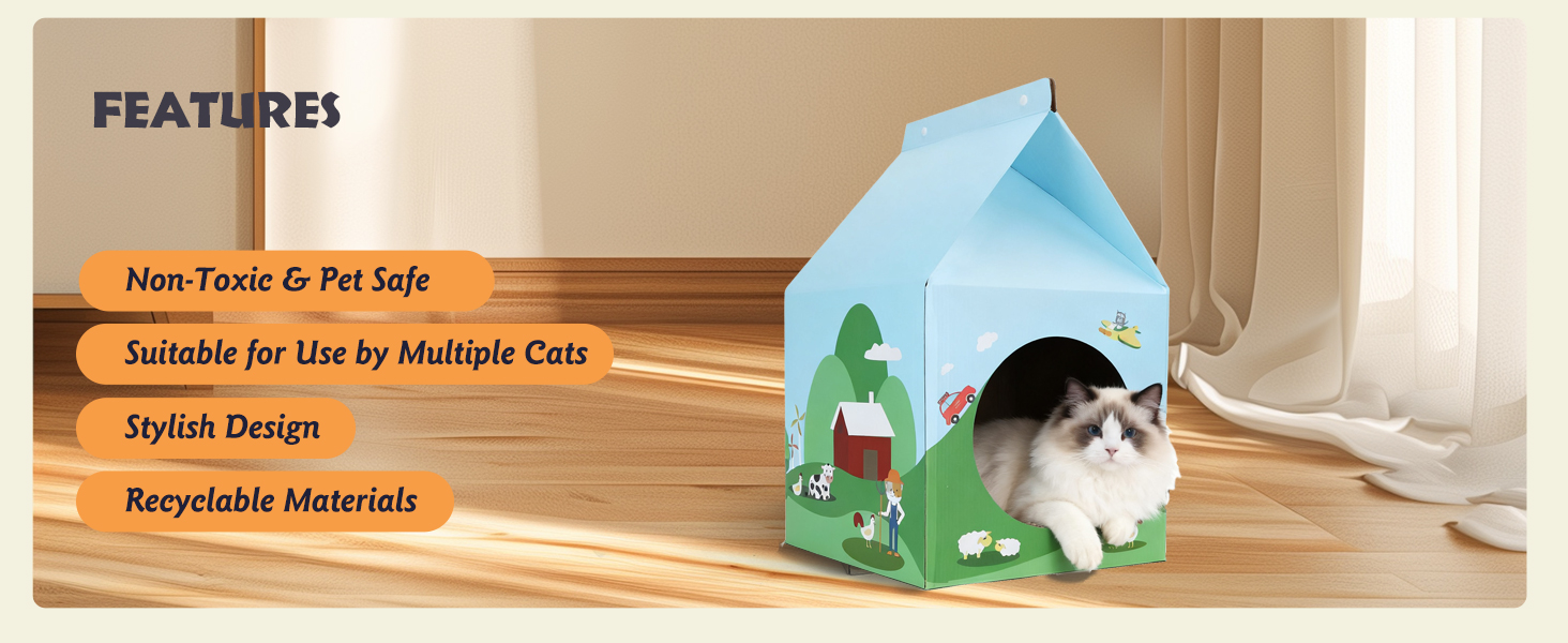 Nobleza: будиночок-кігтеточка для котів з картону та котячої м'яти. Легко збирається, ідеально для кігтів та ігор. (1 шт.)