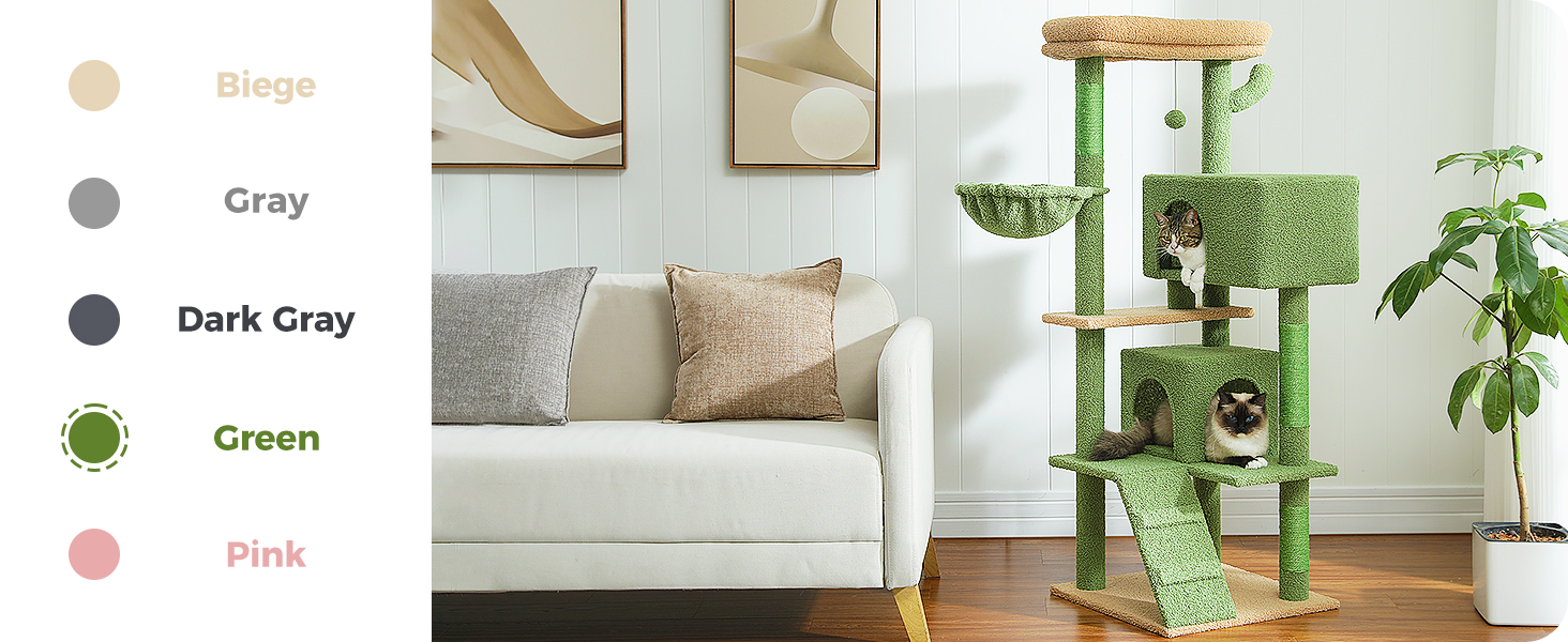 Драбина для котів PETEPELA 143 см з подушкою, когтеточкою та будиночком для котів - велика, зелена