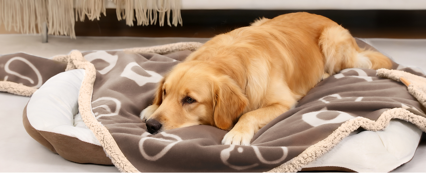 Водонепроникний лежак для собак PETTOM з флісу Sherpa, 127 x 100 см (Колір: Коричневий)