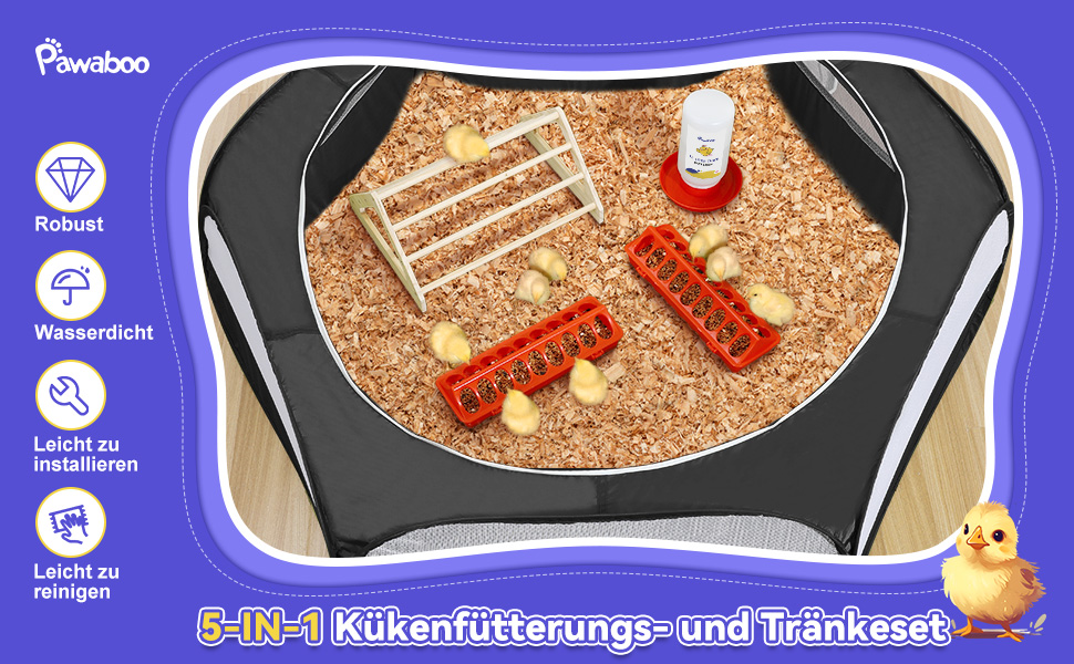 Pawaboo Freigehege для дрібних тварин: вольєр для кроликів, котів, собак, хом'яків, курчат. Зручний, водовідштовхуючий, складаний, з сіткою та нейлоновим дном. Червоно-чорний колір