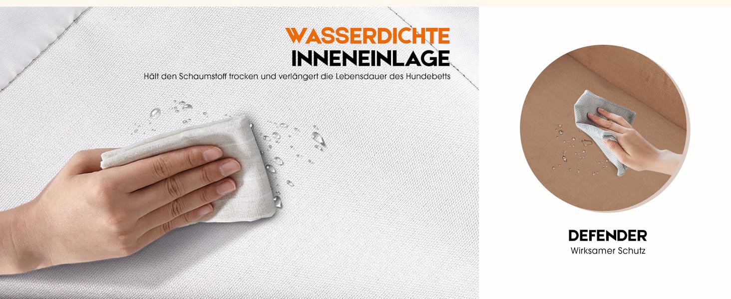 Ортопедичний лежак для собак XL, кошик для собак, що можна прати, з піною у формі яйця, водовідштовхувальний диван для собак з неслизьким дном та чотиристоронніми подушками (світло-коричневий, 117x76x19 см)