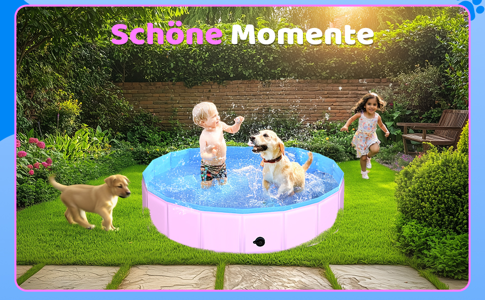 Зручний надувний басейн для собак та дітей, 221 x 30,5 см, рожевий, для дачі та двору