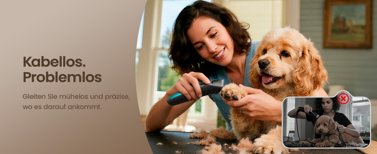 Машинка для стрижки собак та котів oneisall 2-в-1 з тримером для лап, LED-підсвічуванням, тиха робота, акумулятор 2000 mAh, професійний триммер для густого та кучерявого хутра, синій