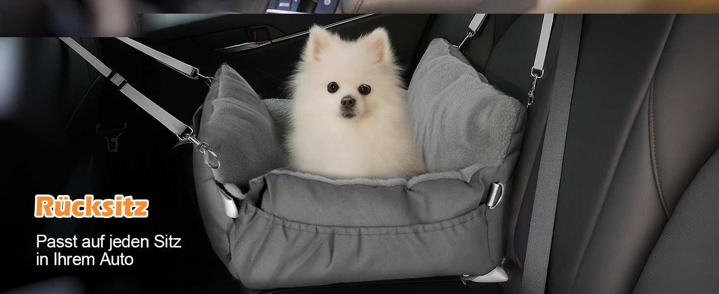 Автокрісло для собак 3-в-1 з розкладним ліжком – переносна автолюлька для маленьких собак, з м'яким матрацом, для переднього або заднього сидіння, внутрішнє та зовнішнє використання (02-Сірий)