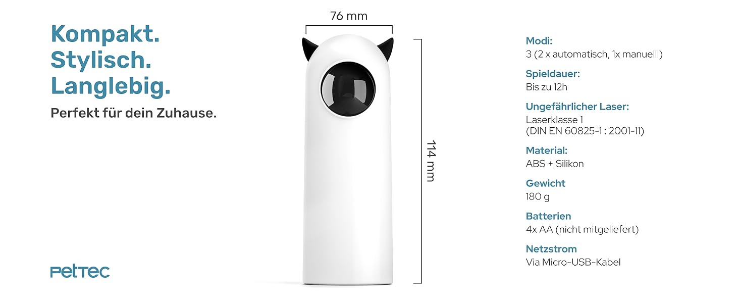 Автоматичний лазерний вказівник для котів PetTec® - інтерактивна іграшка для котів, 24/7 зайнятість