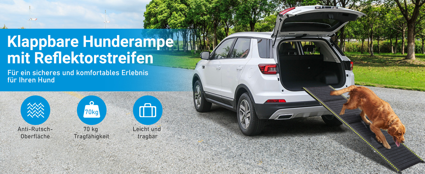 Рампа для собак FASRIOU 180x50 см, розкладна, для великих собак до 70 кг, з антиковзким покриттям, для авто, SUV, вантажівки
